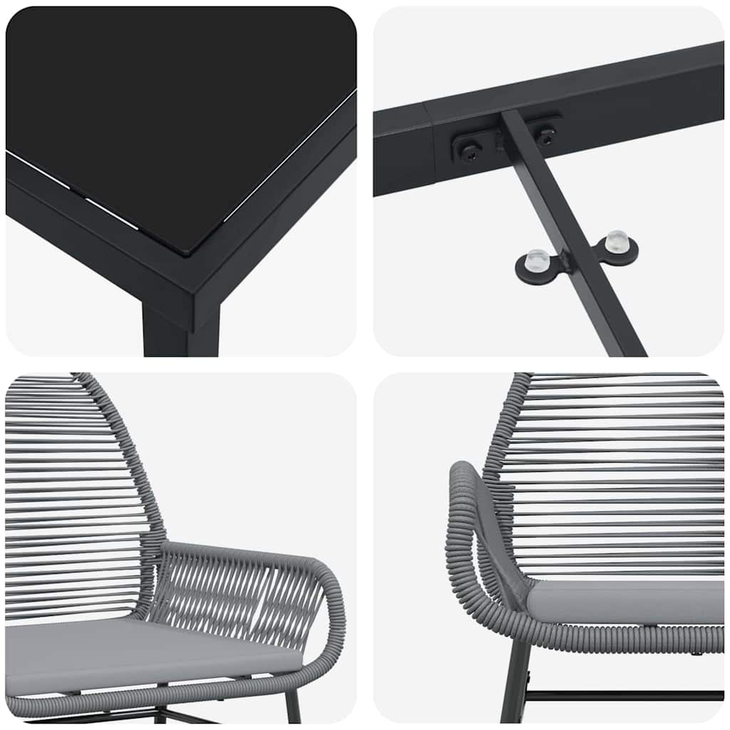 vidaXL Zestaw do jadalni w ogrodzie z poduszką 7 pcs Szary polirattan