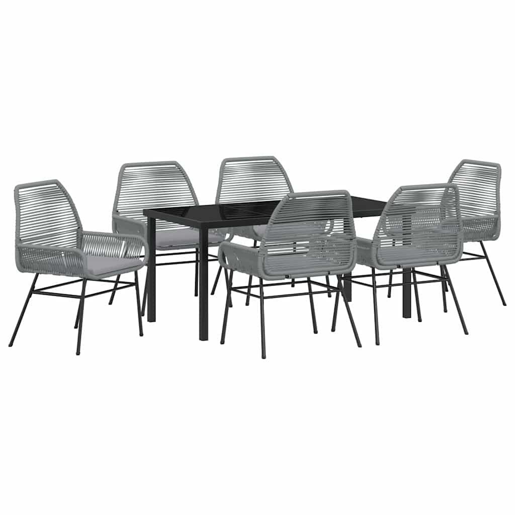 vidaXL Zestaw do jadalni w ogrodzie z poduszką 7 pcs Szary polirattan