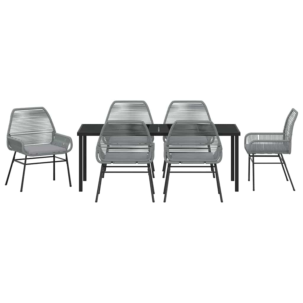vidaXL Zestaw do jadalni w ogrodzie z poduszką 7 pcs Szary polirattan