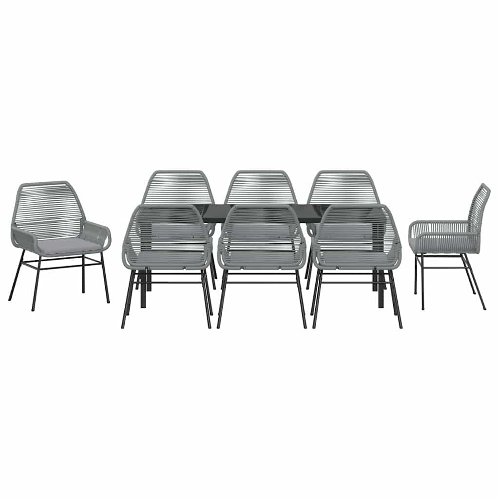vidaXL Zestaw do jadalni w ogrodzie z poduszką 9 pcs Szary polirattan