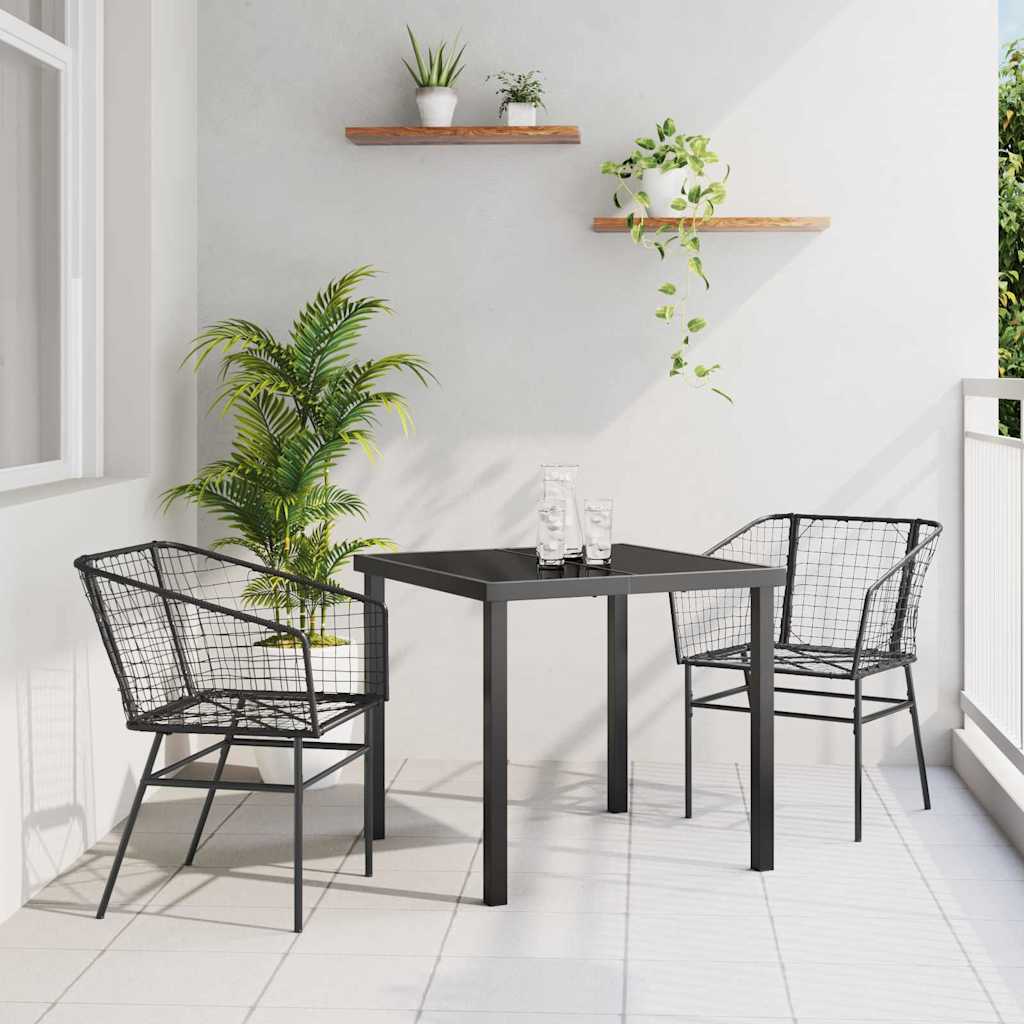 vidaXL Zestaw do jadalni w ogrodzie 3 pcs Czarny polirattan