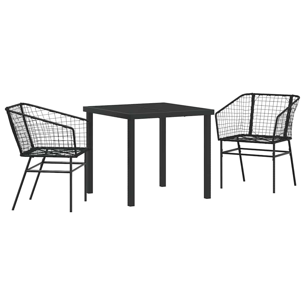 vidaXL Zestaw do jadalni w ogrodzie 3 pcs Czarny polirattan