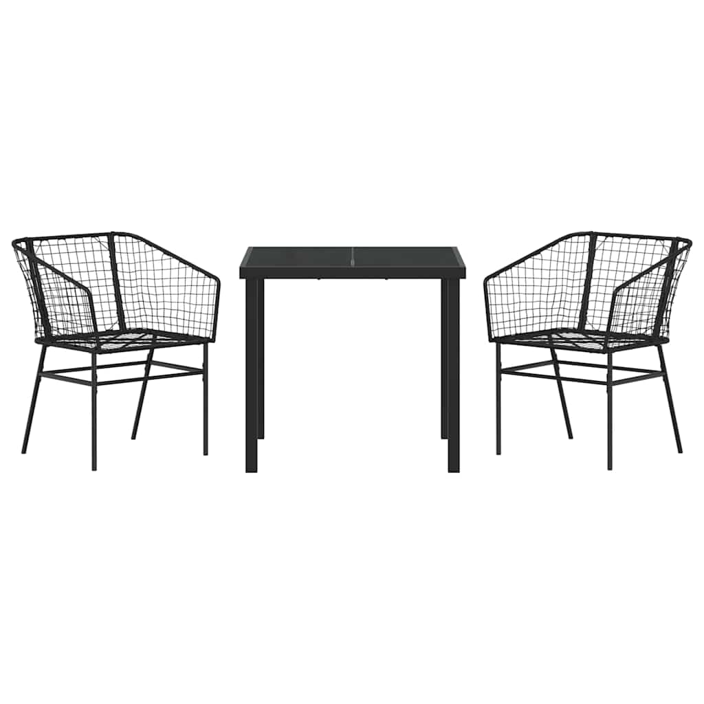 vidaXL Zestaw do jadalni w ogrodzie 3 pcs Czarny polirattan