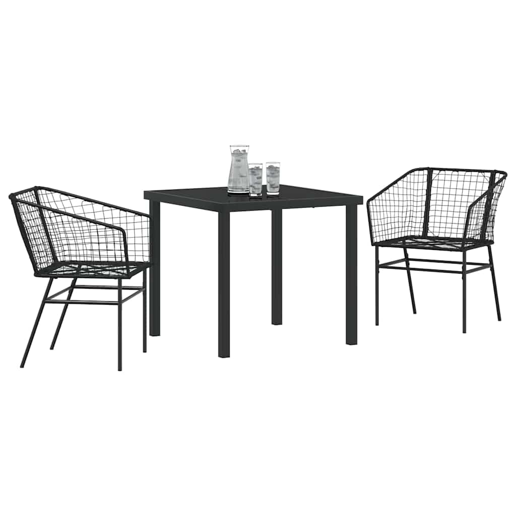 vidaXL Zestaw do jadalni w ogrodzie 3 pcs Czarny polirattan