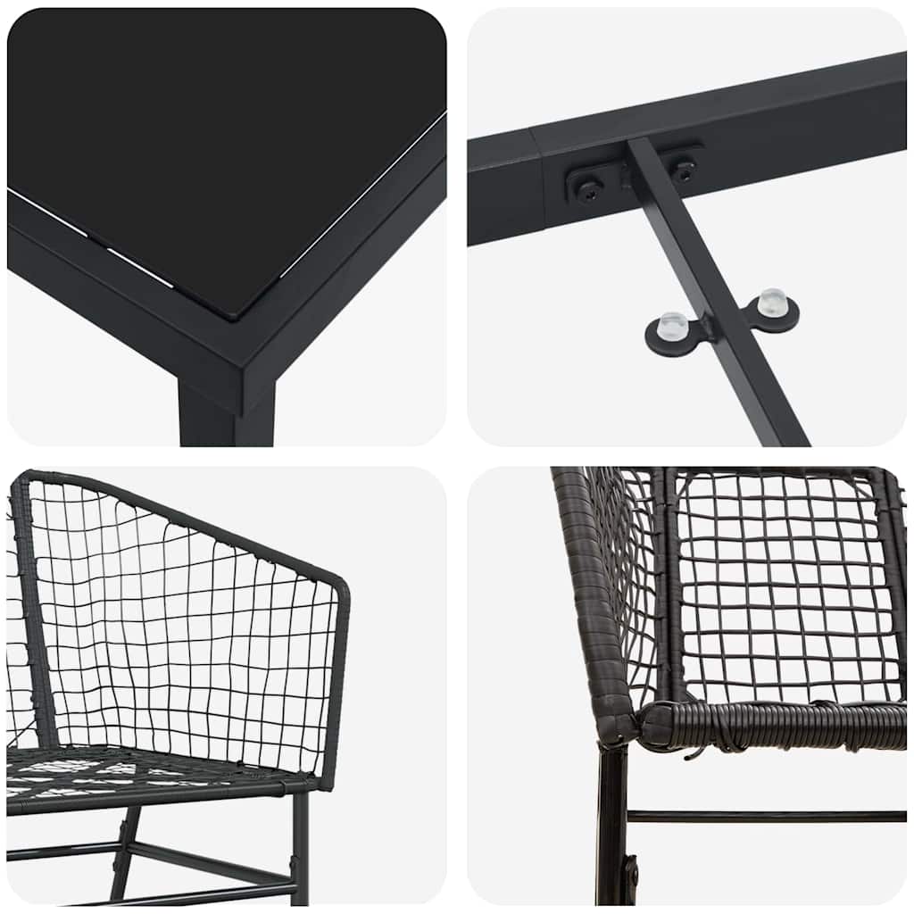 vidaXL Zestaw do jadalni w ogrodzie 5 pcs Czarny polirattan