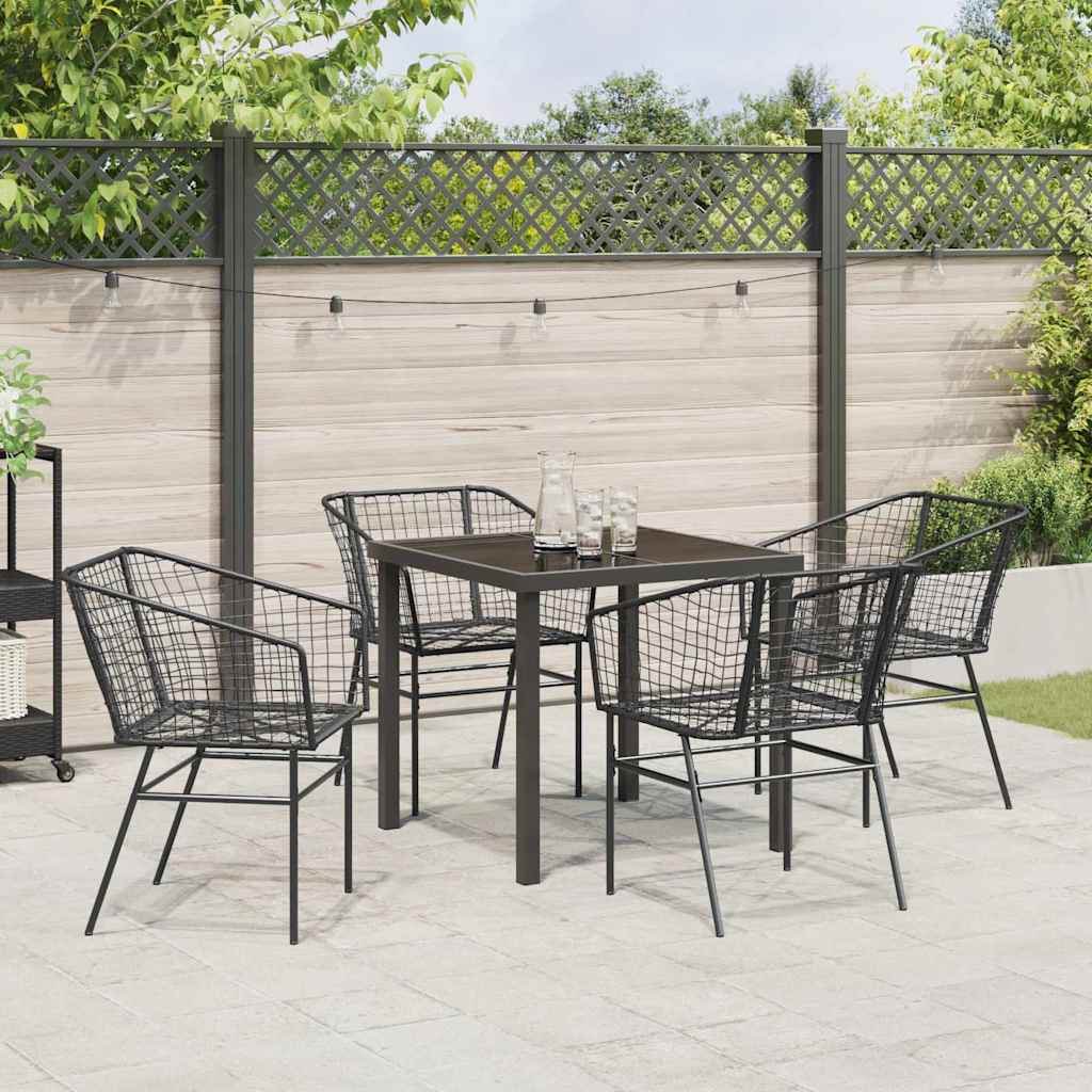 vidaXL Zestaw do jadalni w ogrodzie 5 pcs Czarny polirattan