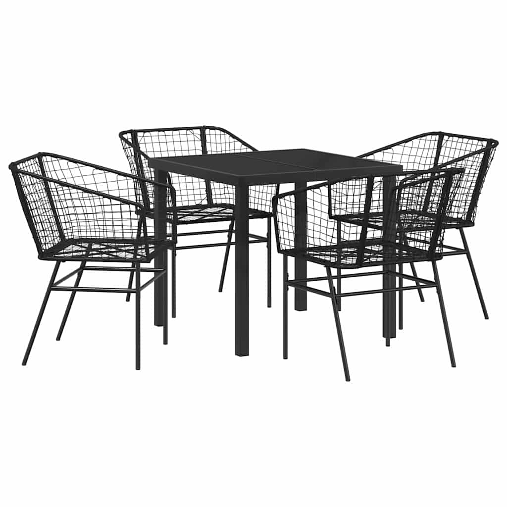 vidaXL Zestaw do jadalni w ogrodzie 5 pcs Czarny polirattan
