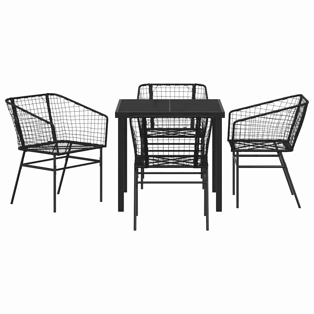 vidaXL Zestaw do jadalni w ogrodzie 5 pcs Czarny polirattan