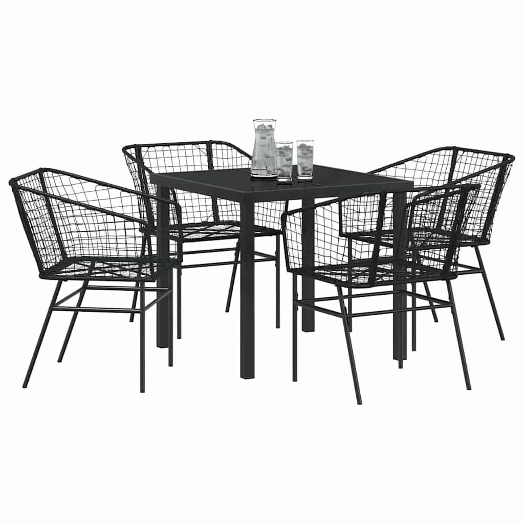 vidaXL Zestaw do jadalni w ogrodzie 5 pcs Czarny polirattan