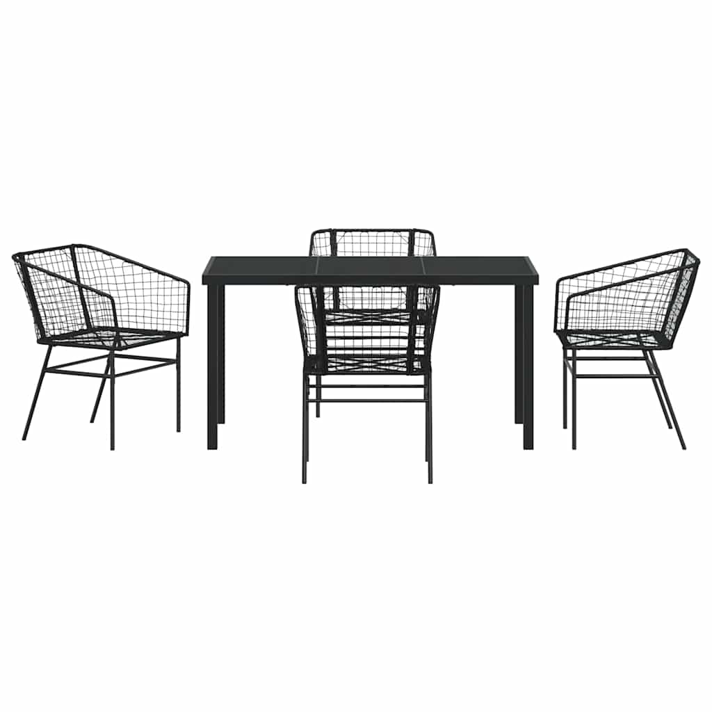 vidaXL Zestaw do jadalni w ogrodzie 5 pcs Czarny polirattan