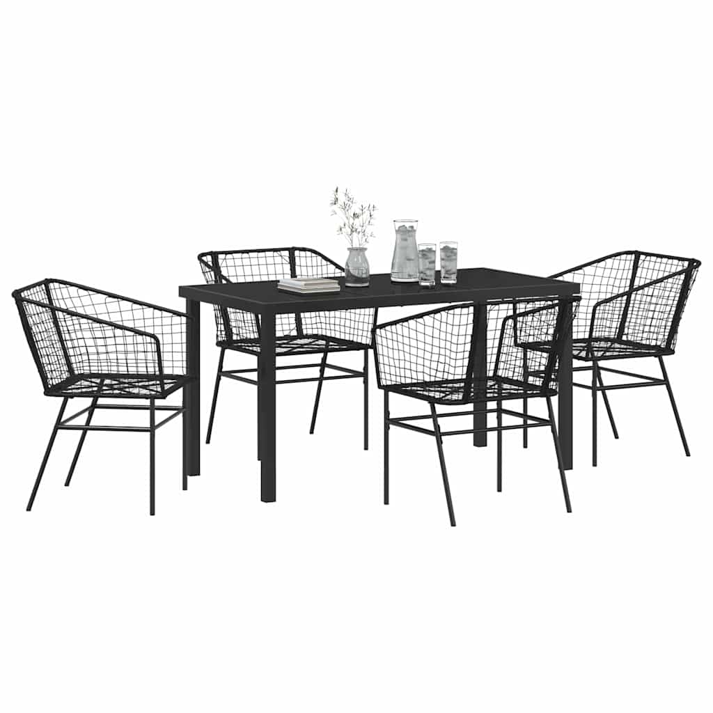 vidaXL Zestaw do jadalni w ogrodzie 5 pcs Czarny polirattan