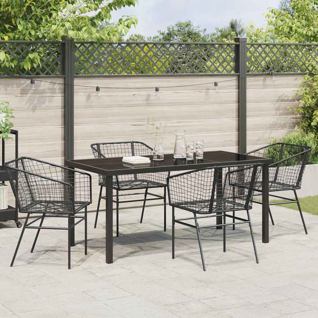 vidaXL Zestaw do jadalni w ogrodzie 5 pcs Czarny polirattan
