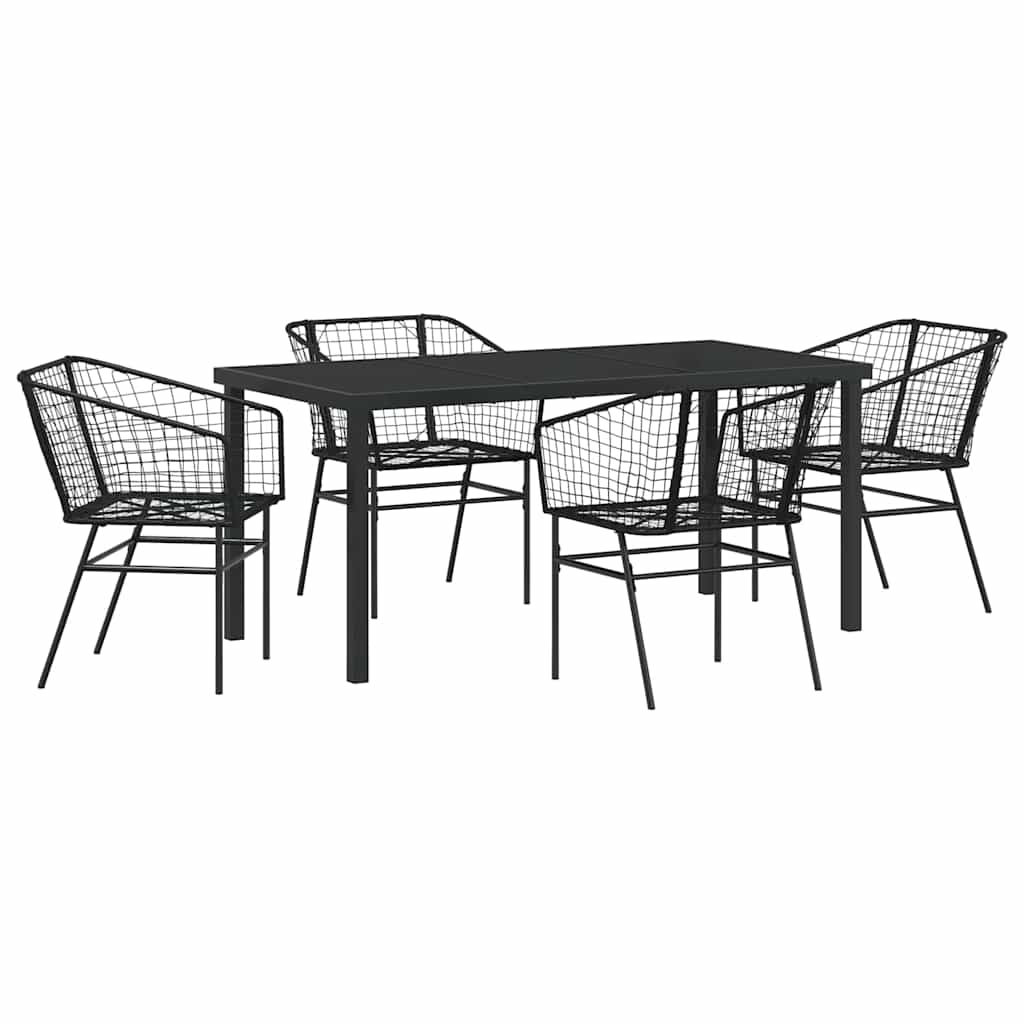 vidaXL Zestaw do jadalni w ogrodzie 5 pcs Czarny polirattan