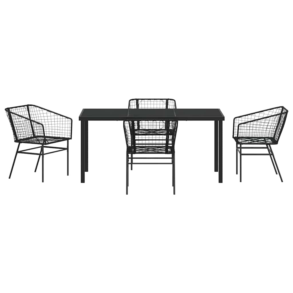 vidaXL Zestaw do jadalni w ogrodzie 5 pcs Czarny polirattan