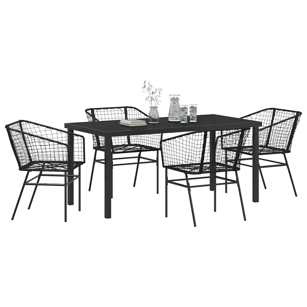 vidaXL Zestaw do jadalni w ogrodzie 5 pcs Czarny polirattan