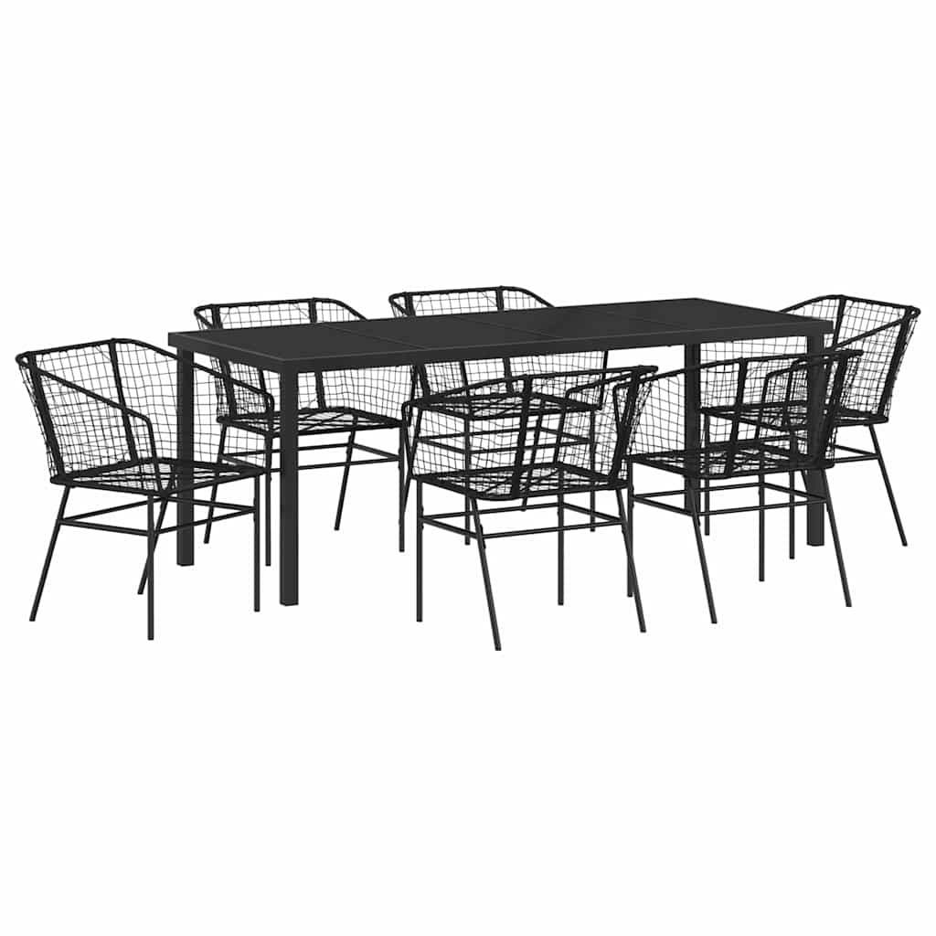 vidaXL Zestaw do jadalni w ogrodzie 7 pcs Czarny polirattan