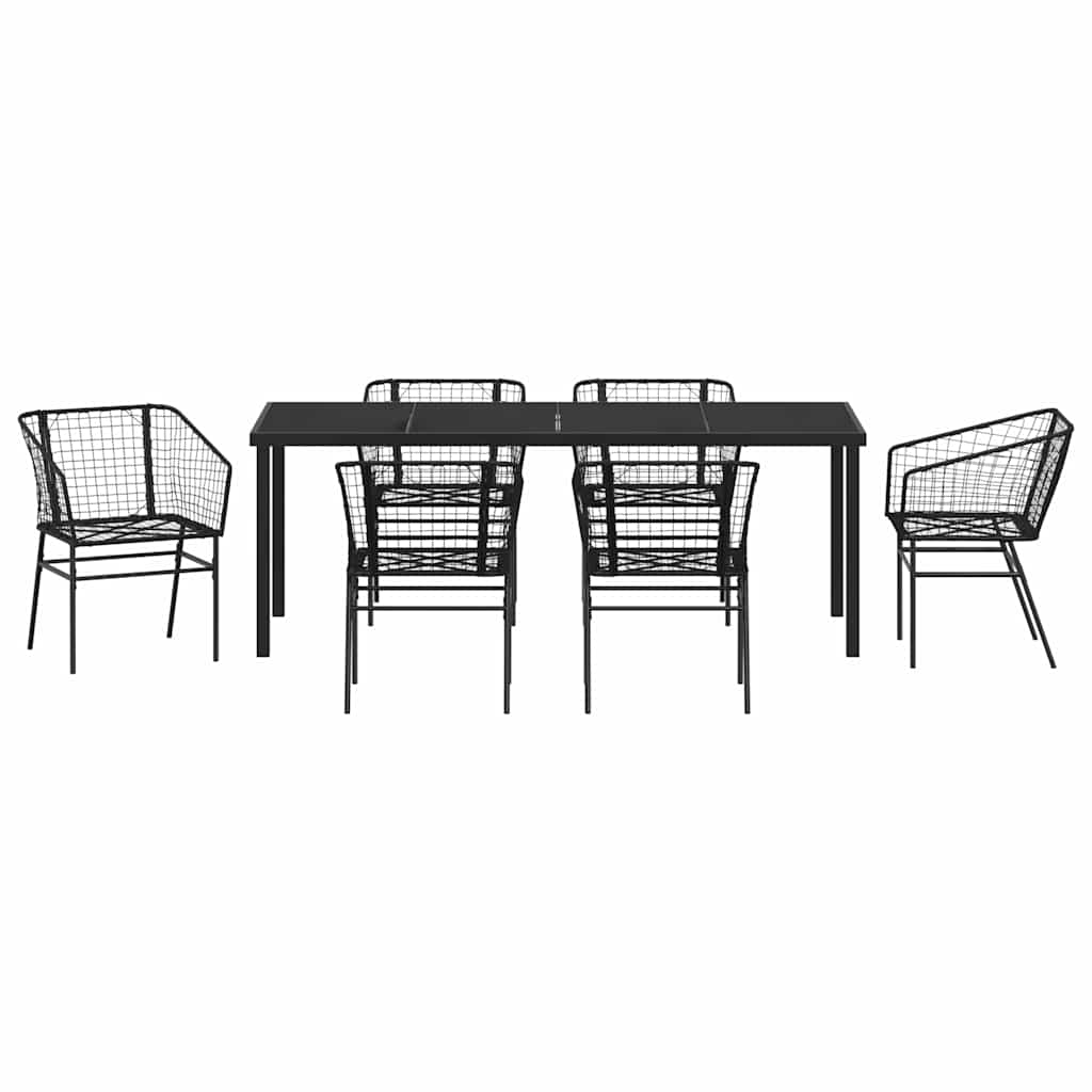 vidaXL Zestaw do jadalni w ogrodzie 7 pcs Czarny polirattan