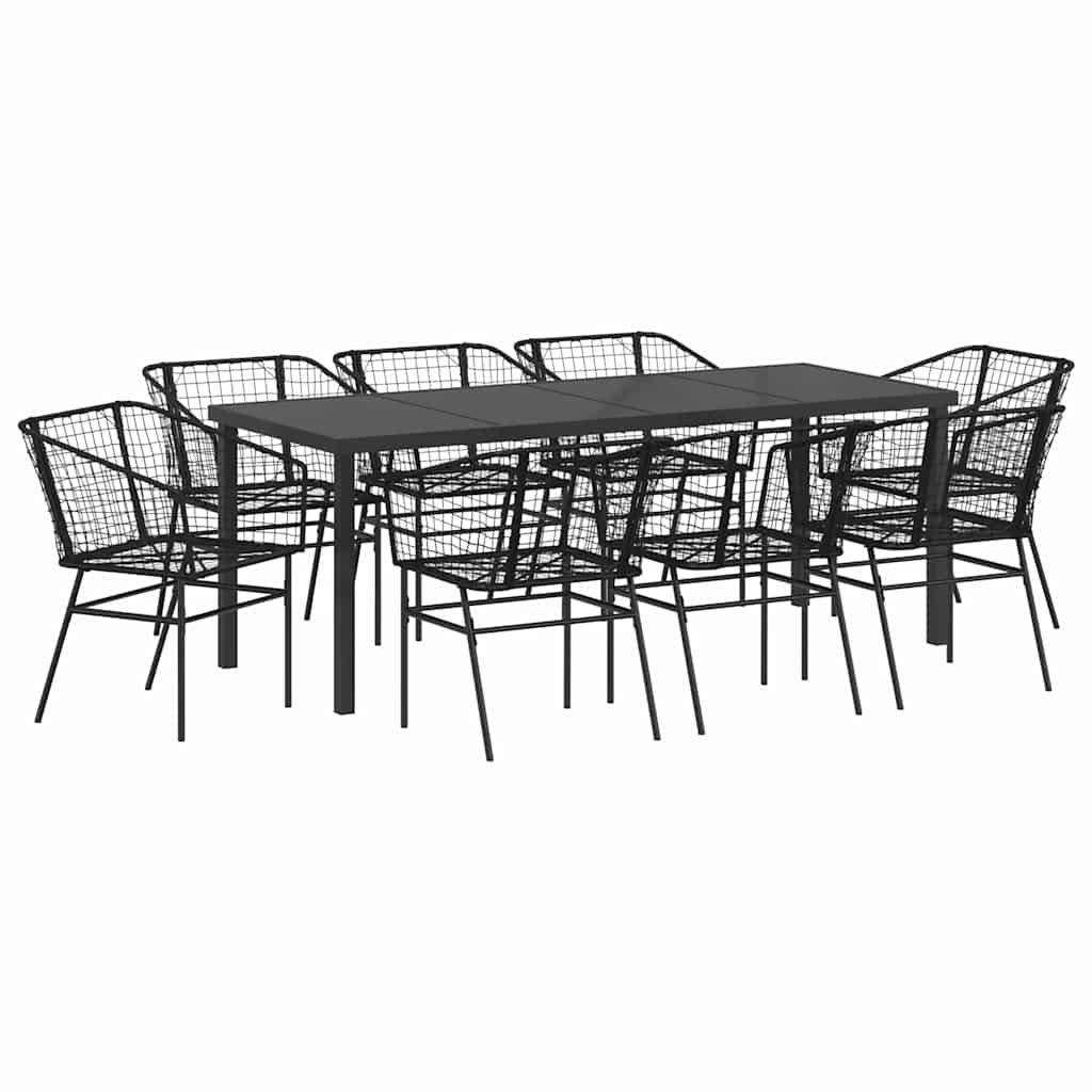 vidaXL Zestaw do jadalni w ogrodzie 9 pcs Czarny polirattan