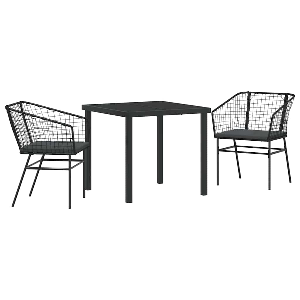 vidaXL Zestaw do jadalni w ogrodzie 3 pcs Czarny polirattan