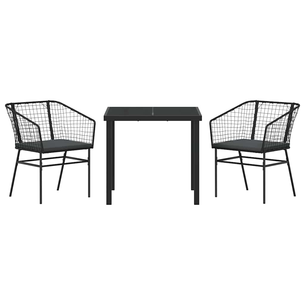 vidaXL Zestaw do jadalni w ogrodzie 3 pcs Czarny polirattan