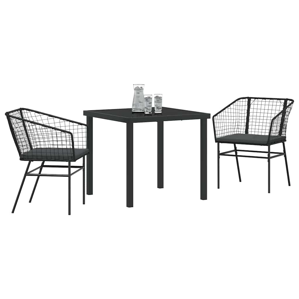 vidaXL Zestaw do jadalni w ogrodzie 3 pcs Czarny polirattan
