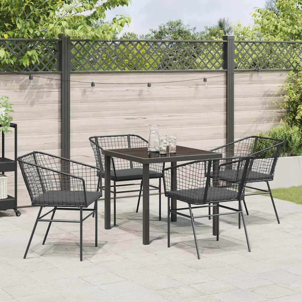 vidaXL Zestaw do jadalni w ogrodzie 5 pcs Czarny polirattan