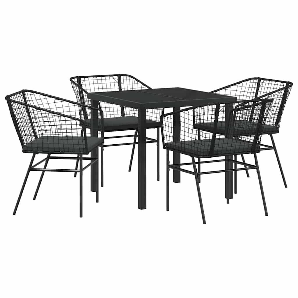 vidaXL Zestaw do jadalni w ogrodzie 5 pcs Czarny polirattan