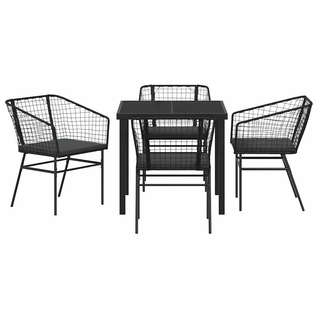 vidaXL Zestaw do jadalni w ogrodzie 5 pcs Czarny polirattan