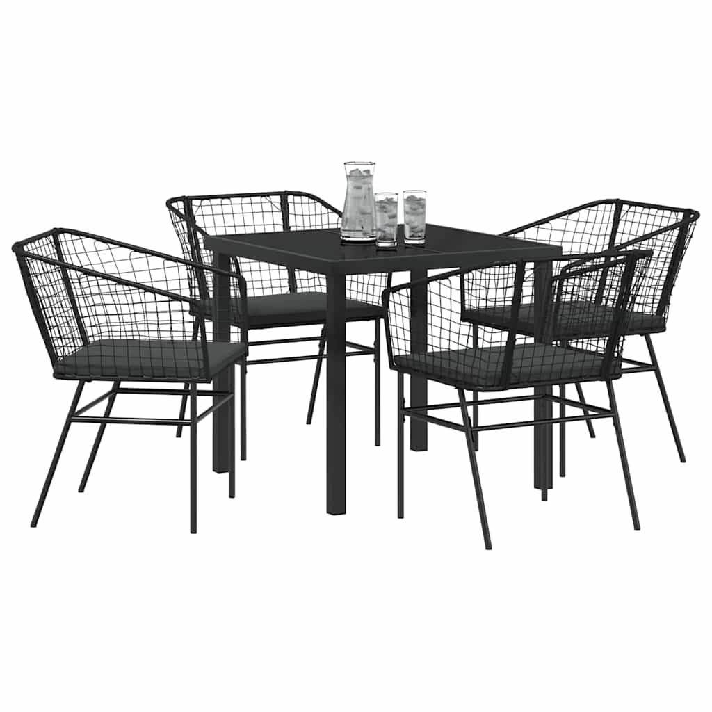 vidaXL Zestaw do jadalni w ogrodzie 5 pcs Czarny polirattan