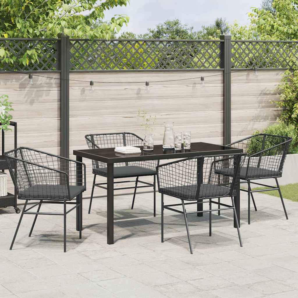 vidaXL Zestaw do jadalni w ogrodzie 5 pcs Czarny polirattan