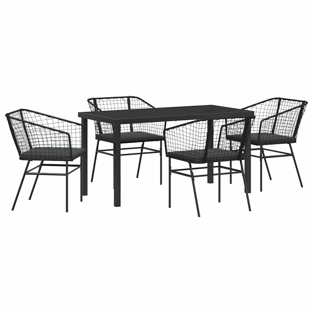 vidaXL Zestaw do jadalni w ogrodzie 5 pcs Czarny polirattan