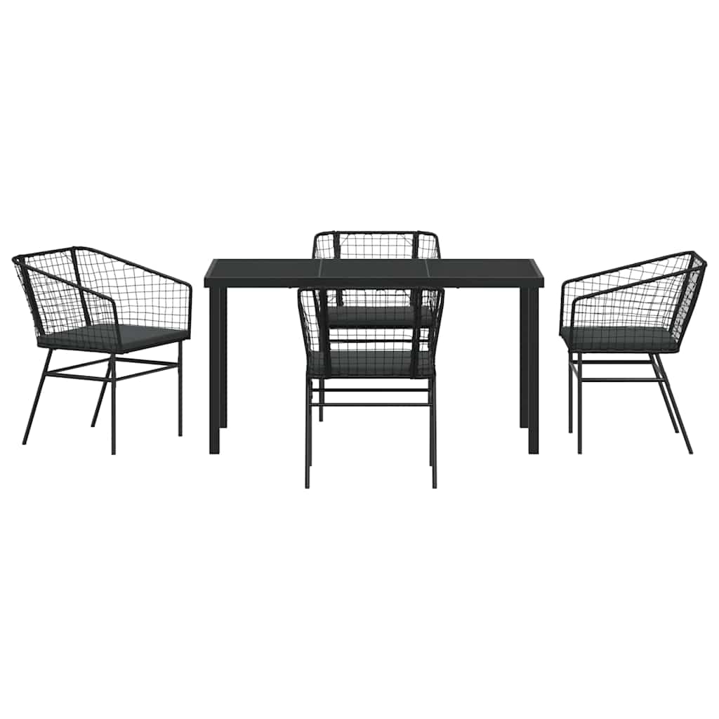 vidaXL Zestaw do jadalni w ogrodzie 5 pcs Czarny polirattan