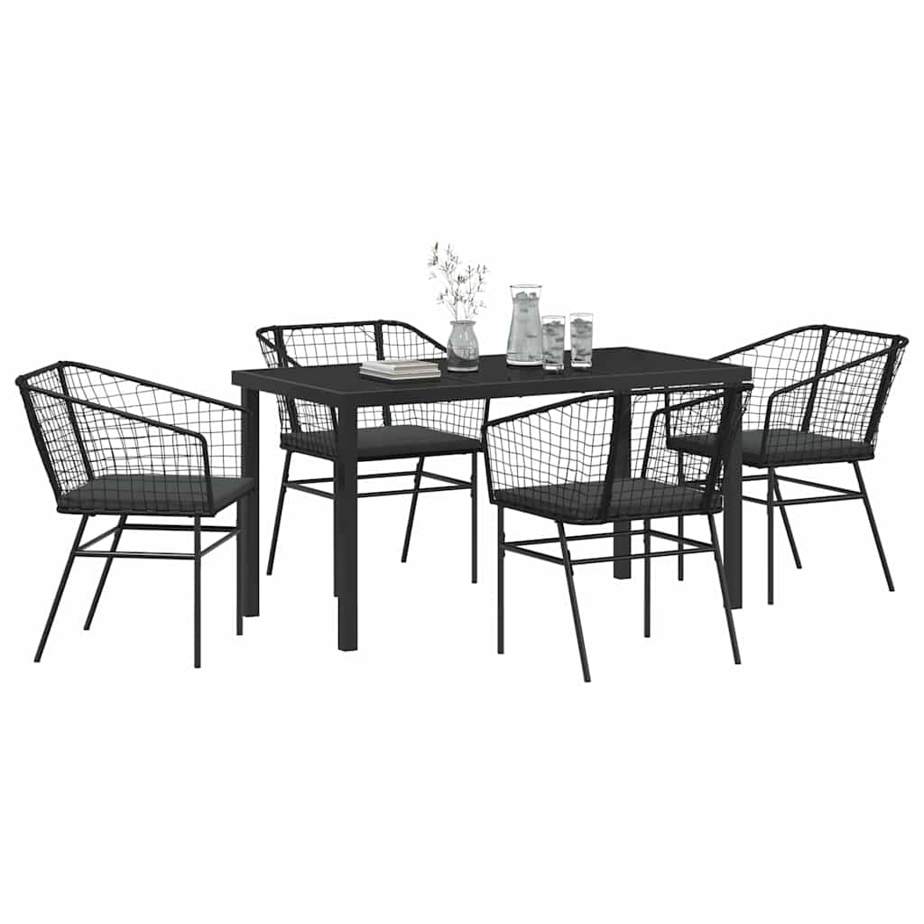 vidaXL Zestaw do jadalni w ogrodzie 5 pcs Czarny polirattan