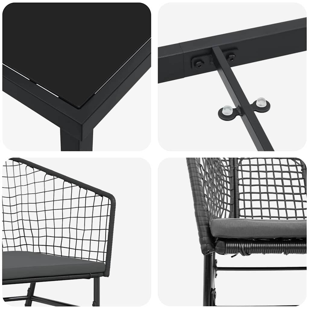 vidaXL Zestaw do jadalni w ogrodzie 5 pcs Czarny polirattan
