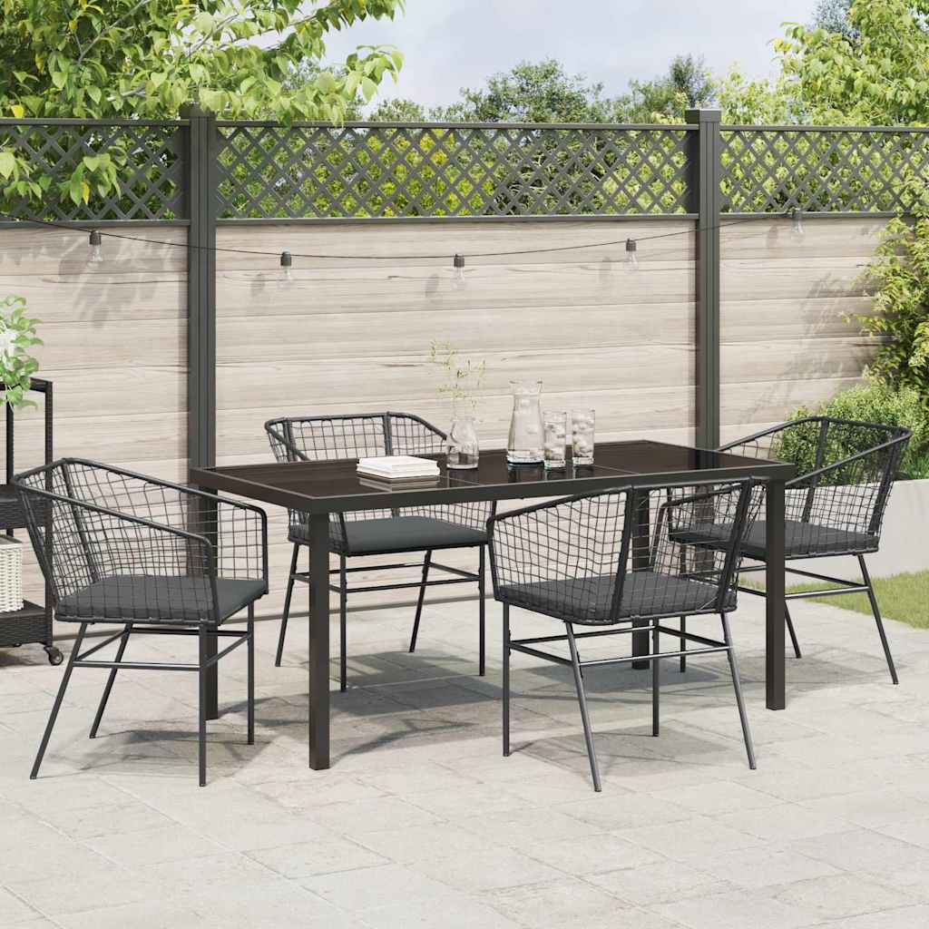 vidaXL Zestaw do jadalni w ogrodzie 5 pcs Czarny polirattan