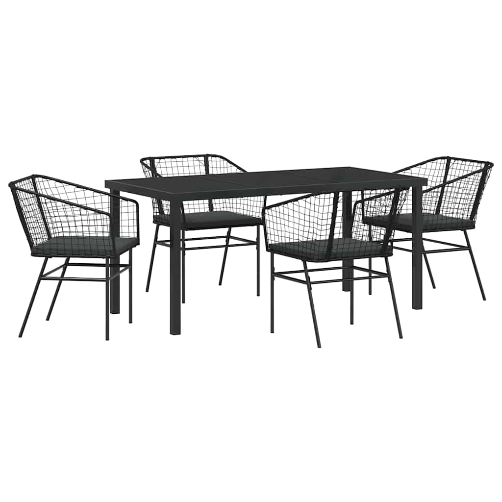 vidaXL Zestaw do jadalni w ogrodzie 5 pcs Czarny polirattan