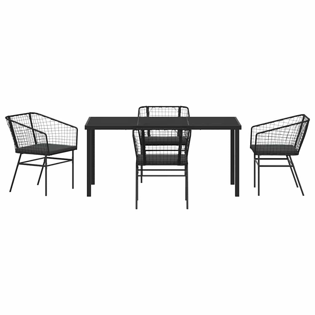vidaXL Zestaw do jadalni w ogrodzie 5 pcs Czarny polirattan
