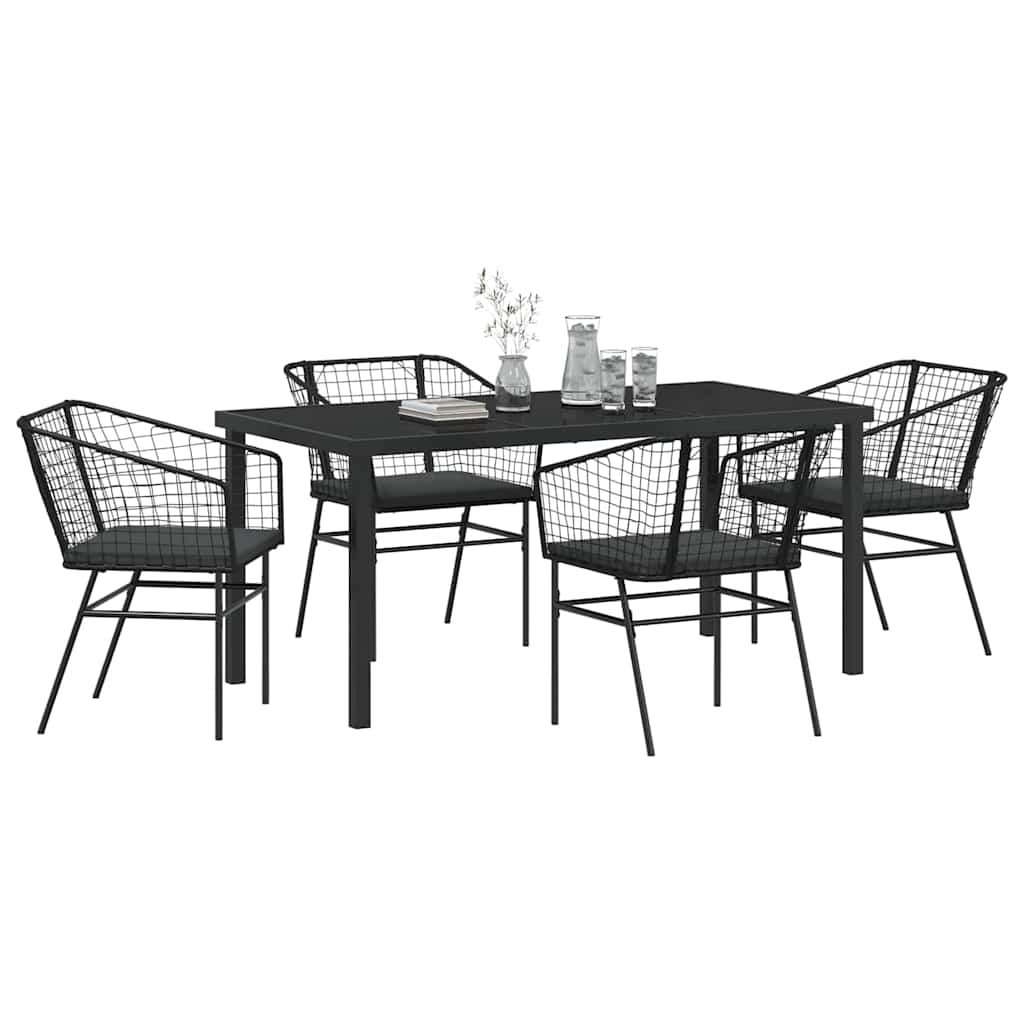 vidaXL Zestaw do jadalni w ogrodzie 5 pcs Czarny polirattan