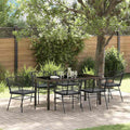 vidaXL Zestaw do jadalni w ogrodzie 7 pcs Czarny polirattan
