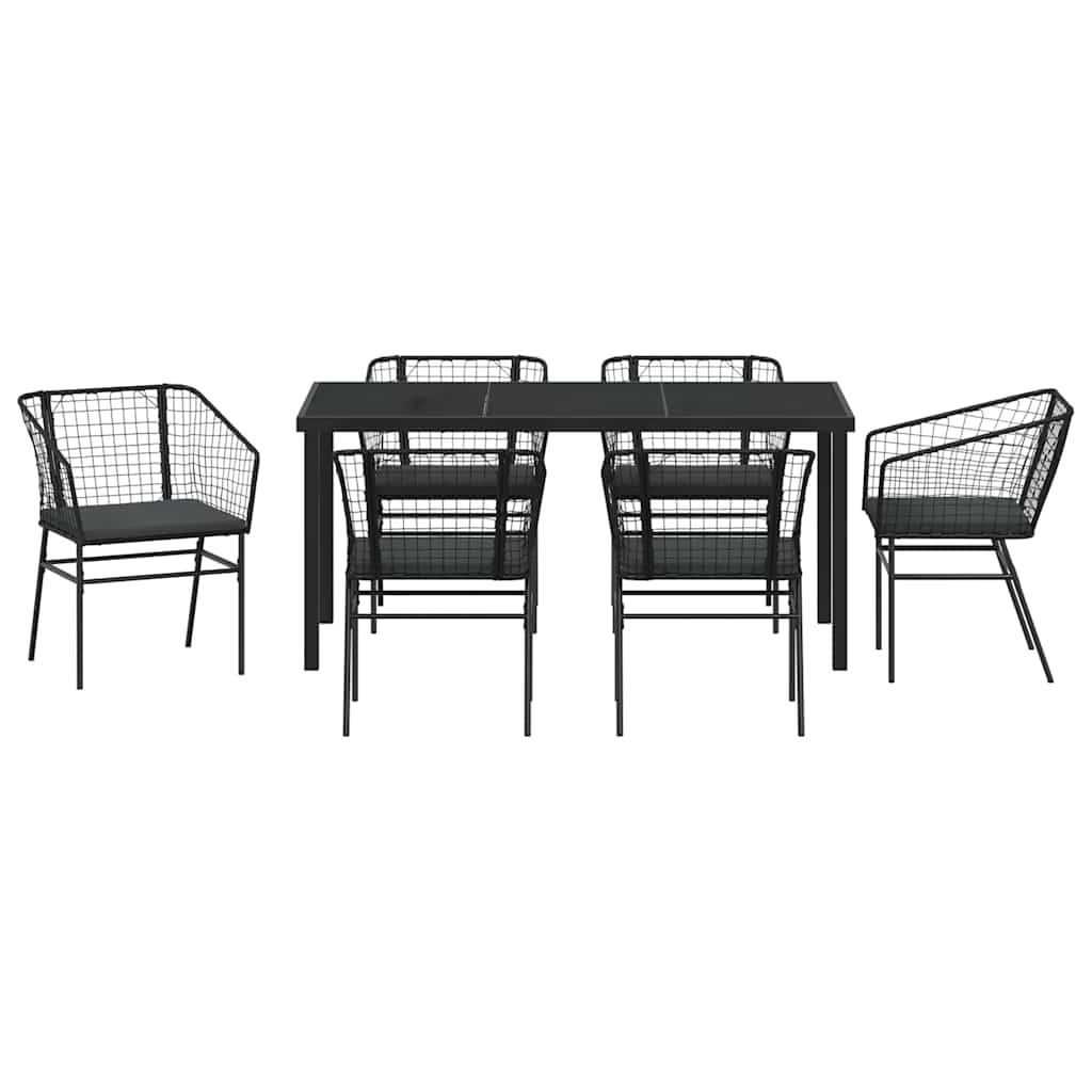 vidaXL Zestaw do jadalni w ogrodzie 7 pcs Czarny polirattan