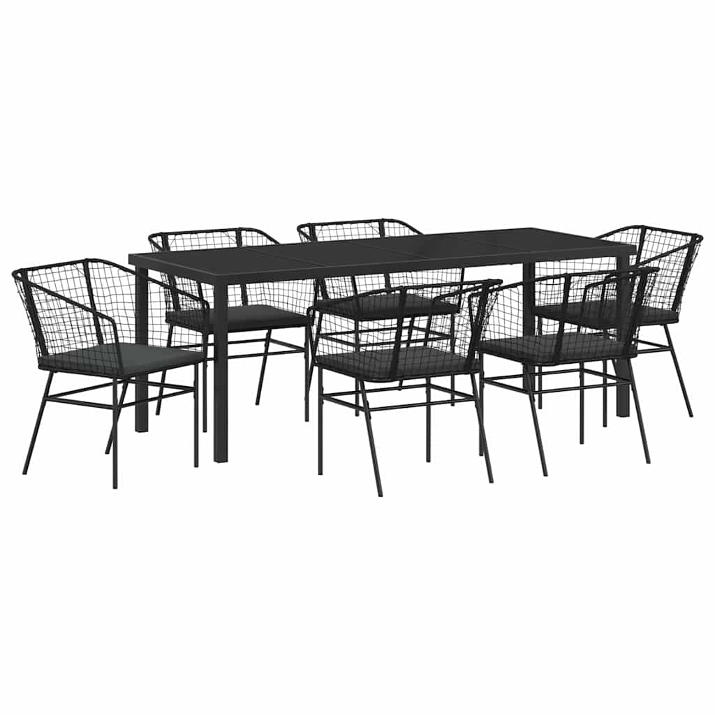vidaXL Zestaw do jadalni w ogrodzie 7 pcs Czarny polirattan