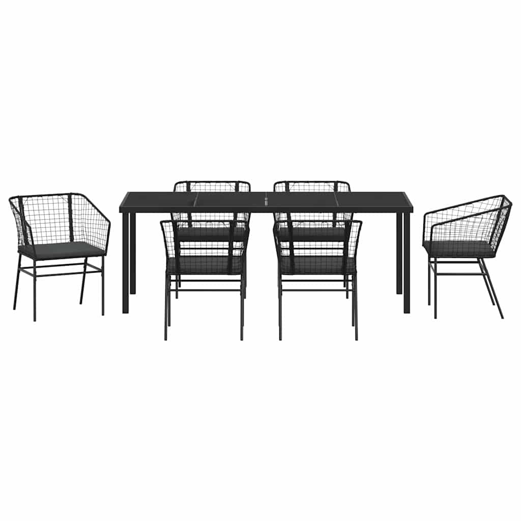 vidaXL Zestaw do jadalni w ogrodzie 7 pcs Czarny polirattan