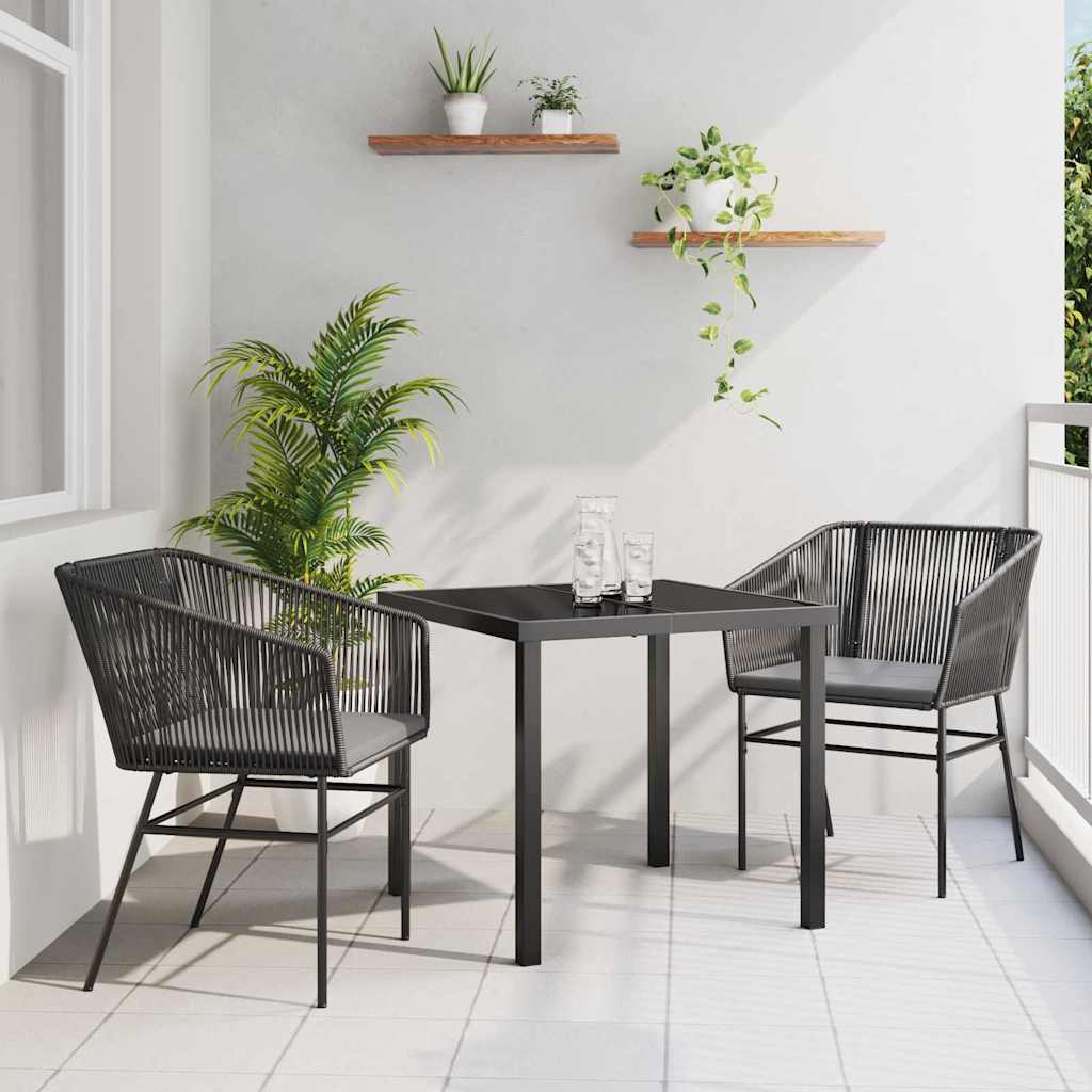 vidaXL Zestaw do jadalni w ogrodzie z poduszką 3 pcs Czarny