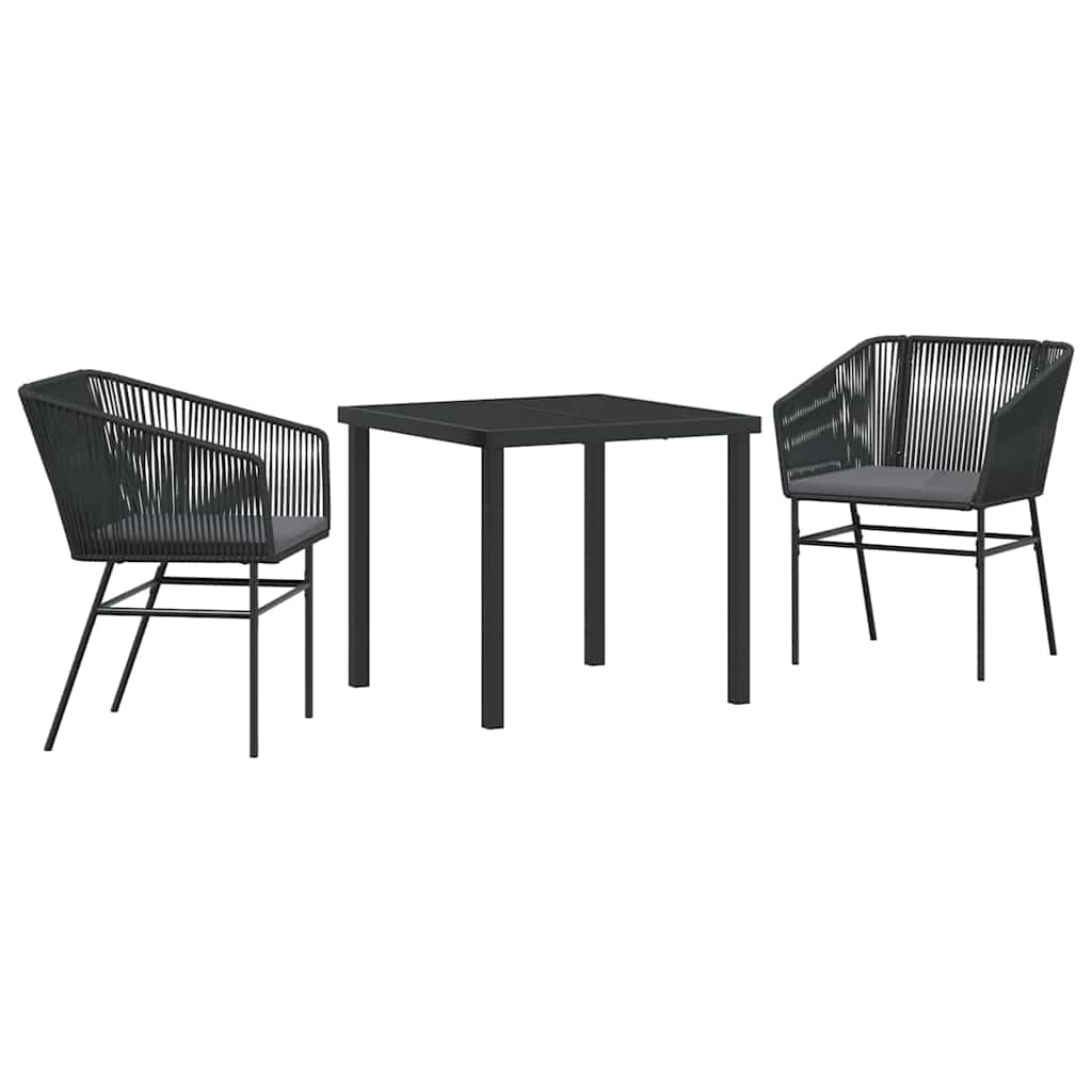 vidaXL Zestaw do jadalni w ogrodzie z poduszką 3 pcs Czarny