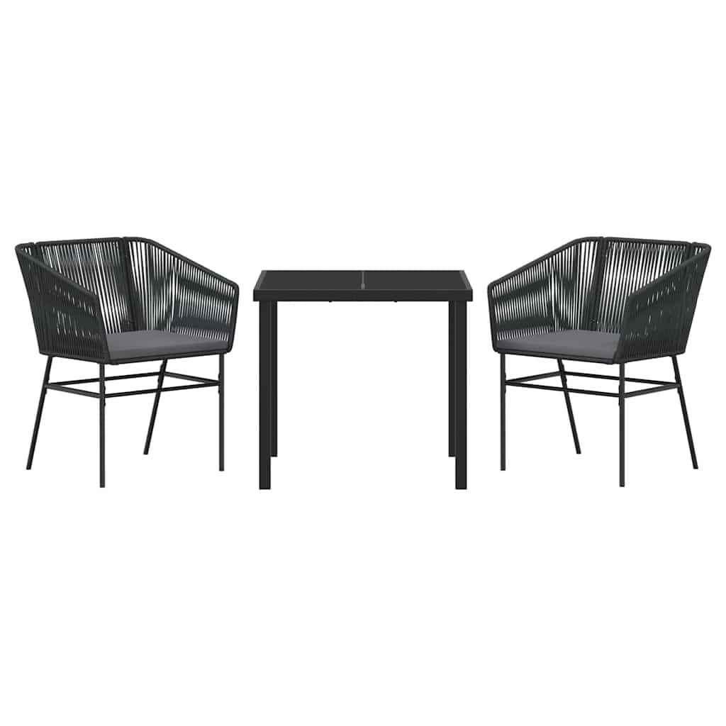 vidaXL Zestaw do jadalni w ogrodzie z poduszką 3 pcs Czarny