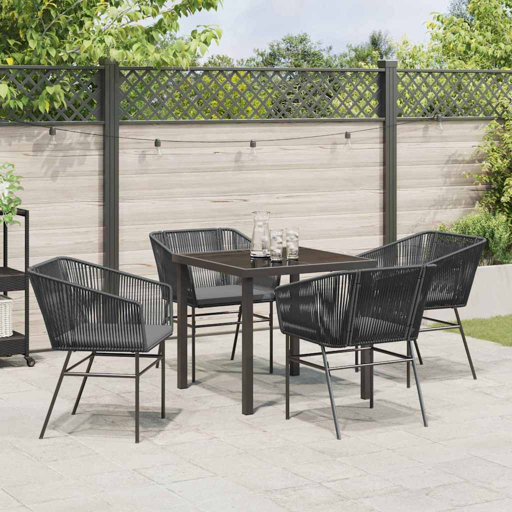 vidaXL Zestaw do jadalni w ogrodzie z poduszką 5 pcs Czarny