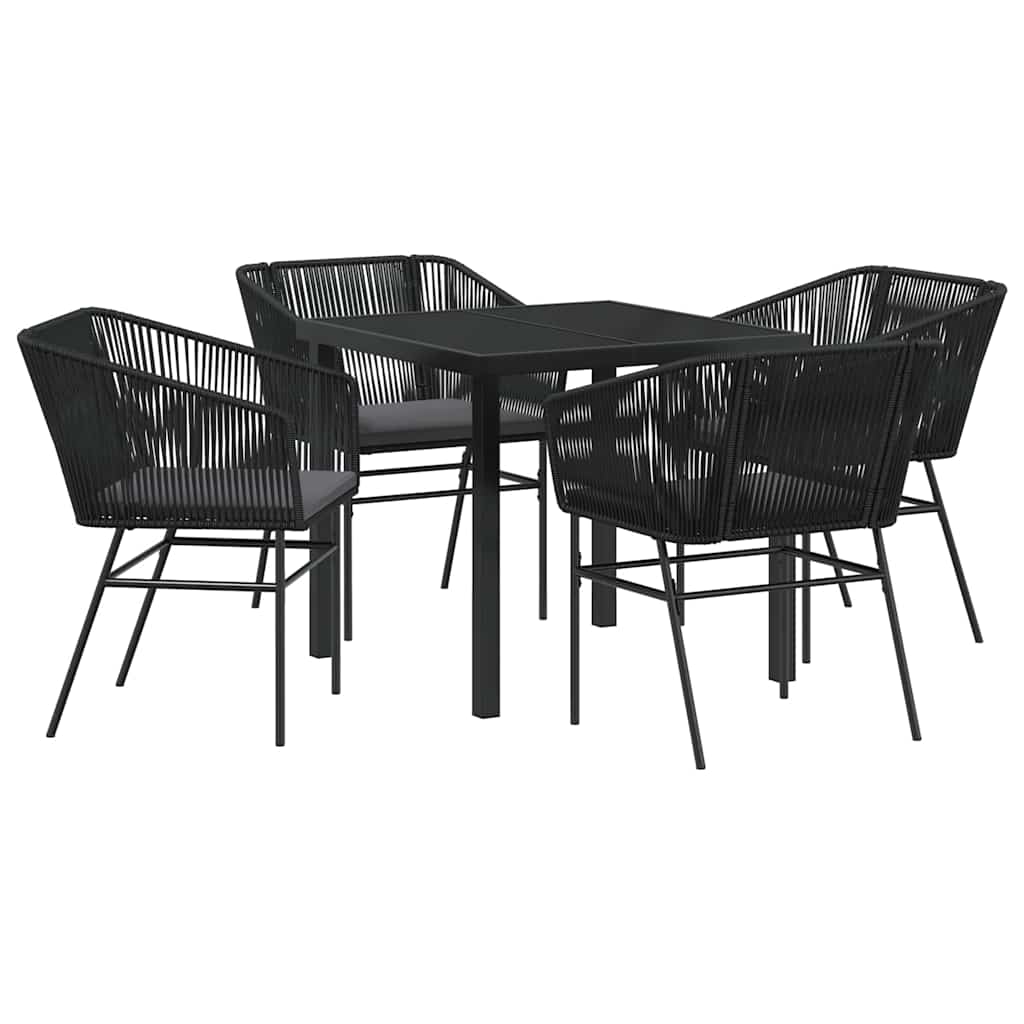 vidaXL Zestaw do jadalni w ogrodzie z poduszką 5 pcs Czarny