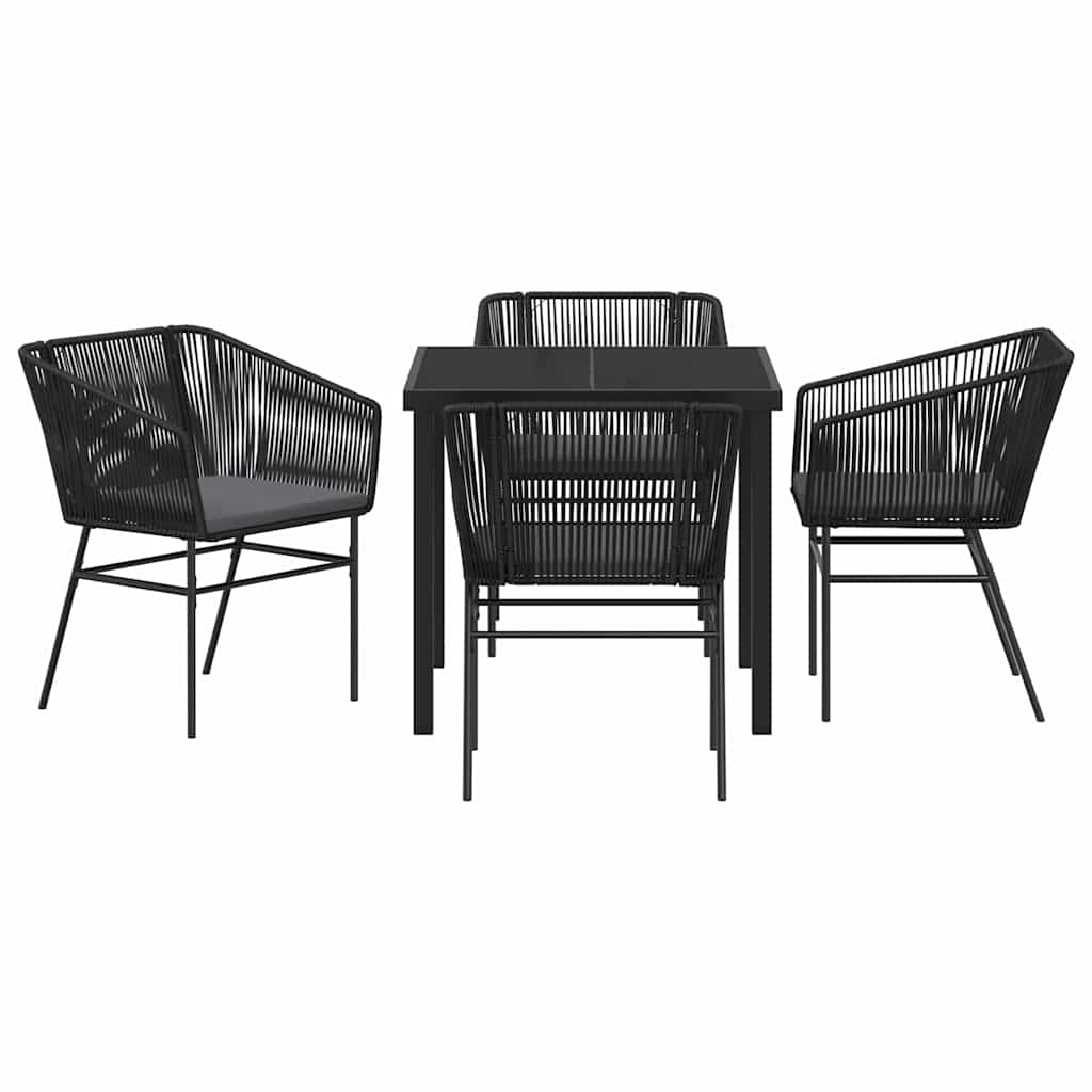 vidaXL Zestaw do jadalni w ogrodzie z poduszką 5 pcs Czarny