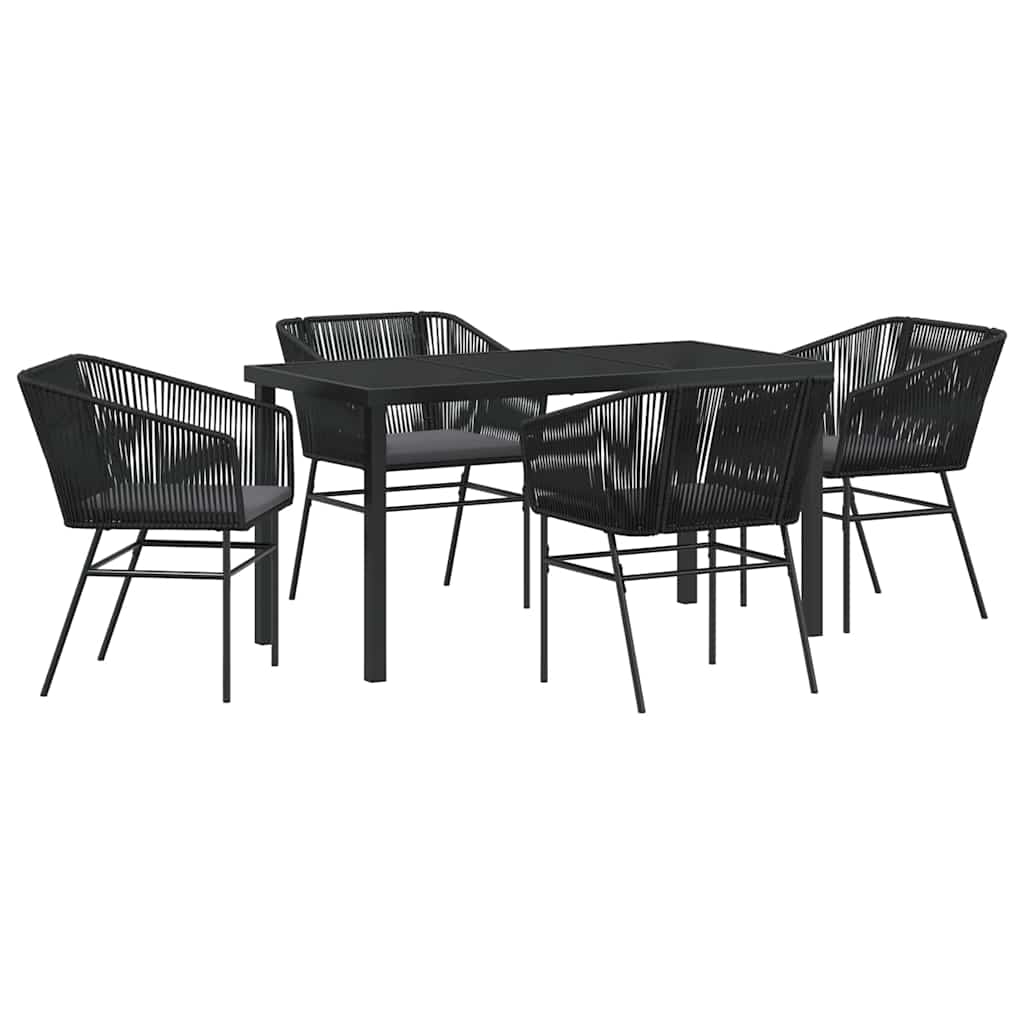 vidaXL Zestaw do jadalni w ogrodzie z poduszką 5 pcs Czarny