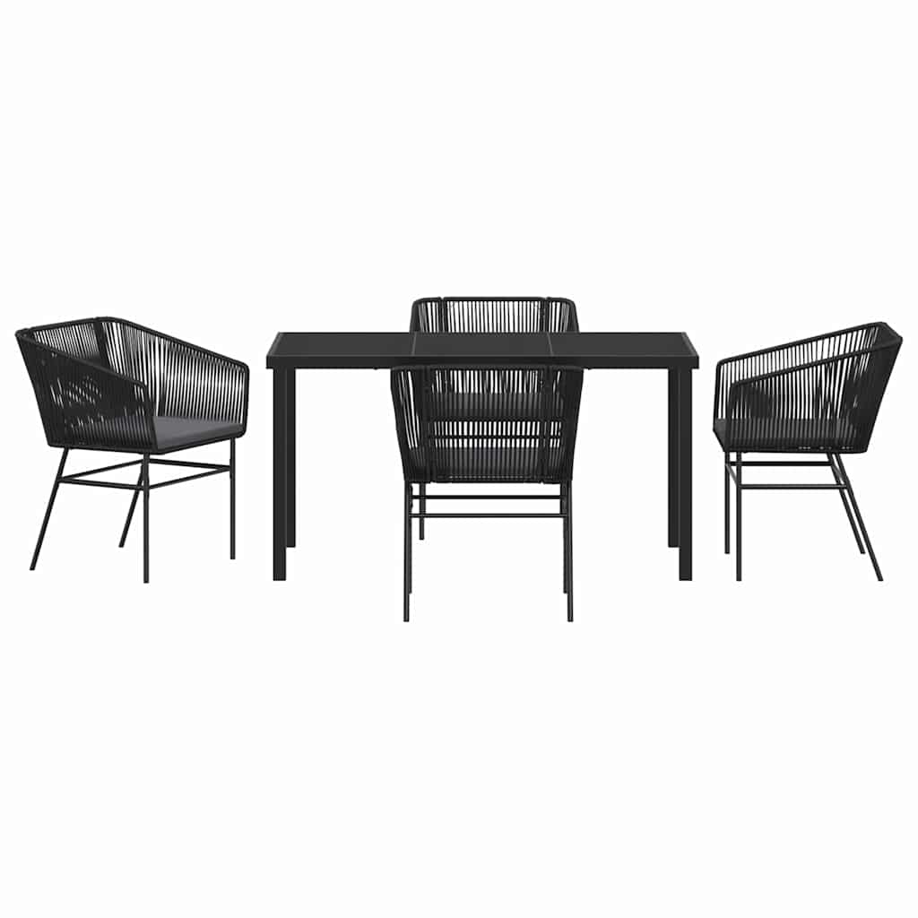 vidaXL Zestaw do jadalni w ogrodzie z poduszką 5 pcs Czarny